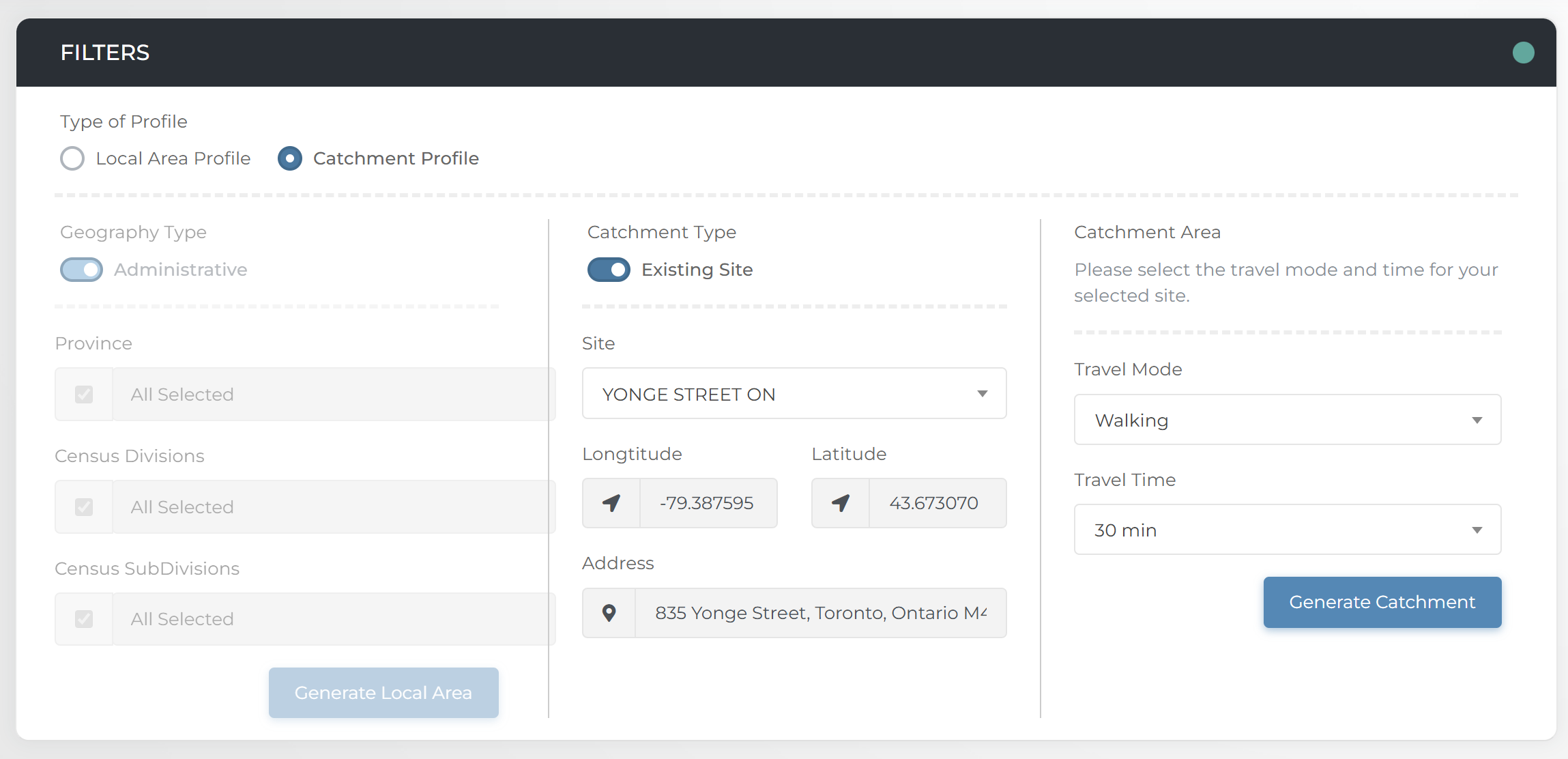 SportBI Canada catchment filter controls